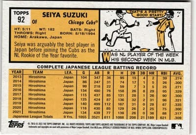 2022 Topps Archives #92 Seiya Suzuki - Thumbnail 2