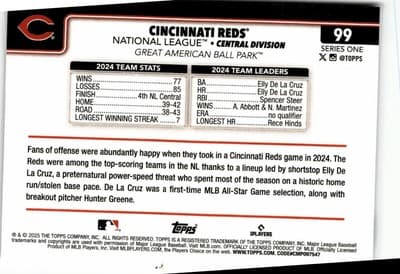 2025 Topps #99 Cincinnati Reds - Thumbnail 2