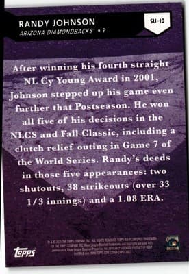 2015 Topps #SU-10 Randy Johnson Stepping Up - Thumbnail 2