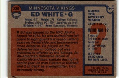 1976 Topps #230 Ed White - Thumbnail 2