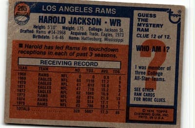 1976 Topps #285 Harold Jackson - Thumbnail 2