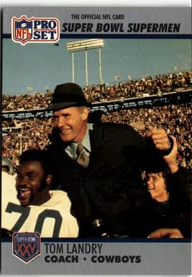 1990-91 Pro Set Super Bowl XXV Silver Anniversary Commemorative #27 Tom Landry - Image 1