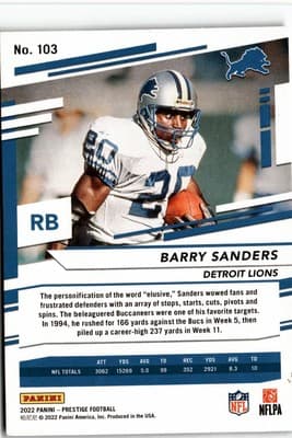 2022 Panini Prestige #103 Barry Sanders - Thumbnail 2