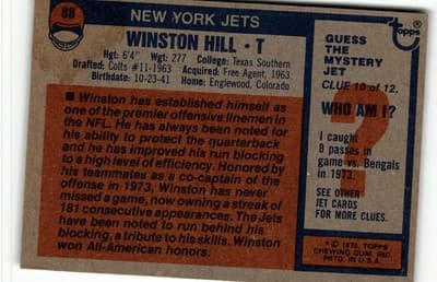 1976 Topps #88 Winston Hill - Thumbnail 2