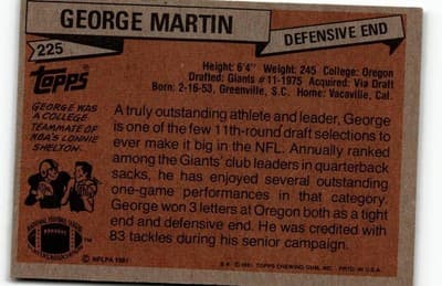 1981 Topps #225 George Martin - Thumbnail 2