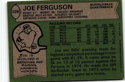 1978 Topps #339 Joe Ferguson - Thumbnail 2