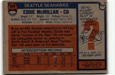 1976 Topps #388 Eddie McMillan - Thumbnail 2