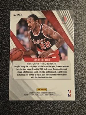 2023-24 Panini Phoenix #240 Clyde Drexler Phoenix Blue Ice - Thumbnail 2