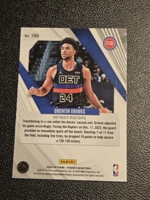 2023-24 Panini Phoenix #190 Quentin Grimes Phoenix Blue Ice - Thumbnail 2