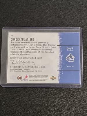 2000-01 SP Authentic #HS Henrik Sedin Sign of the Times - Thumbnail 2