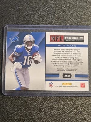 2011 Panini Absolute Memorabilia #33 Titus Young Rookie Jersey Collection - Thumbnail 2