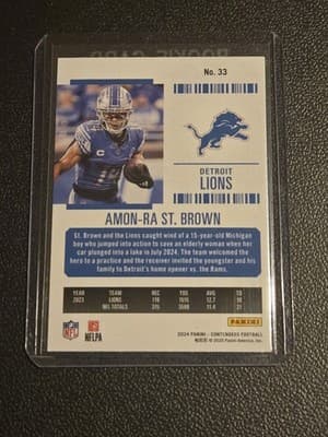 2024 Panini Contenders #33 Amon-Ra St. Brown Game Ticket Red - Thumbnail 2