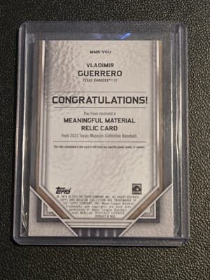 2023 Topps Museum Collection Vladimir Guerrero Meaningful Relics Copper #/35 - Thumbnail 2