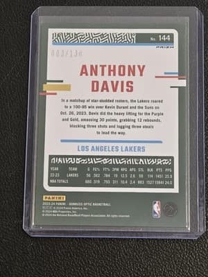 2023-24 Donruss Optic #144 Anthony Davis Red Seismic #/130 - Thumbnail 2