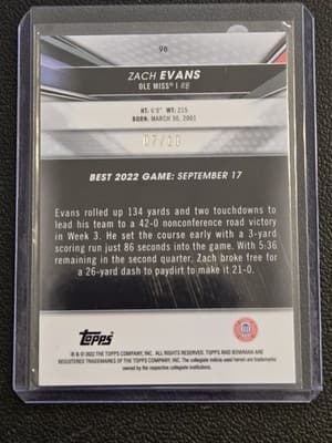2022 Bowman University Chrome #10 Zach Evans Red Shimmer Refractor #/10 - Thumbnail 2