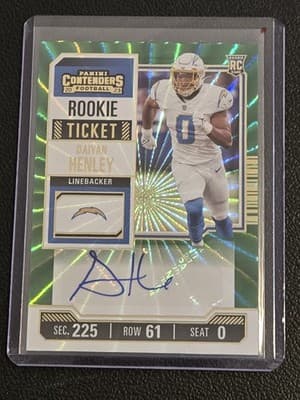 2023 Panini Contenders #199 Daiyan Henley Opening Kickoff (Green Laser) Ticket