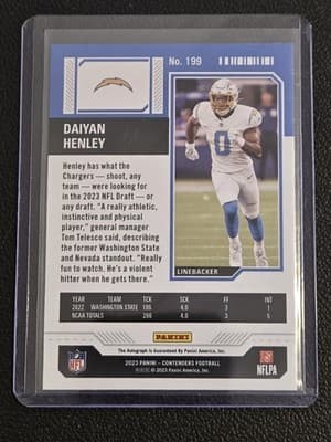 2023 Panini Contenders #199 Daiyan Henley Opening Kickoff (Green Laser) Ticket - Thumbnail 2