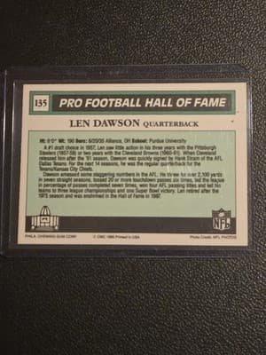 1990 Swell Greats #135 Len Dawson - Thumbnail 2