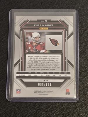 2022 Panini Prizm #9 Kurt Warner Blue Wave #/199 - Thumbnail 2