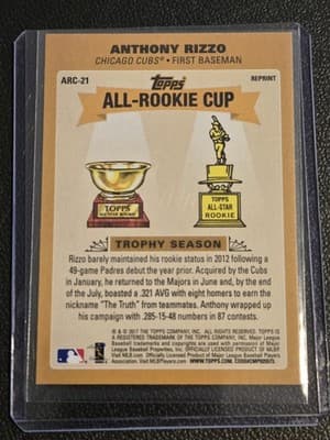 2017 Topps Update #ARC-21 Anthony Rizzo Topps All-Rookie Cup - Thumbnail 2