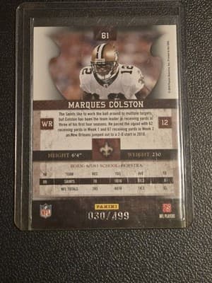 2010 Panini Plates & Patches #61 Marques Colston #/499 - Thumbnail 2
