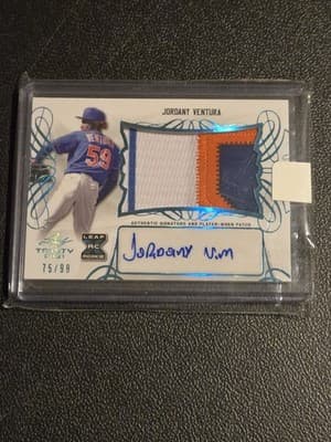 2021 Leaf Trinity #PA-JV2 Jordany Ventura Patch Autographs Platinum #/99