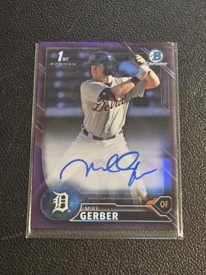 2016 Bowman Chrome Mike Gerber Prospects Autographs Purple Refractor #/250