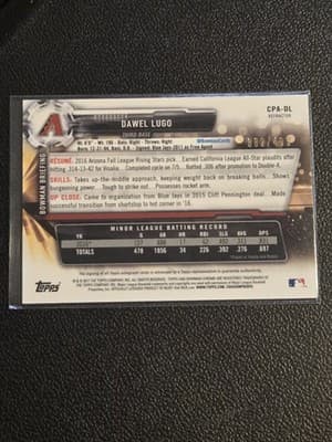 2017 Bowman Chrome #CPA-DL Dawel Lugo Prospect Autographs Refractor #/499 - Thumbnail 2