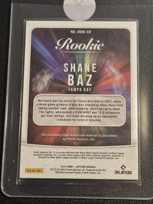 2022 Panini Capstone #RDM-SB Shane Baz Rookie Dual Materials - Thumbnail 2