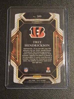 2021 Panini Select #209 Trey Hendrickson Black and Gold Prizm Die Cut - Thumbnail 2