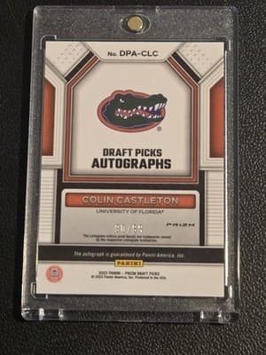 2023 Panini Prizm Draft Colin Castleton Draft Picks Autographs Purple Ice #/99 - Thumbnail 2