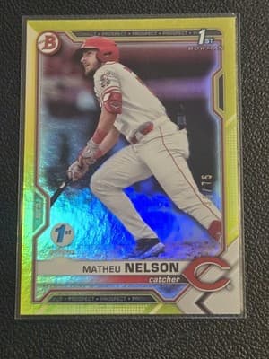2021 Bowman Draft 1st Edition #BD-103 Matheu Nelson Yellow Foil #/75