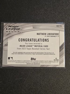2023 Topps #MLM-ML Matthew Liberatore Major League Material Relics (Series Two) - Thumbnail 2