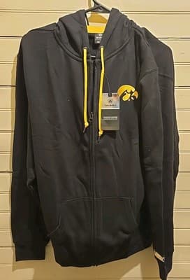 Iowa Hawkeyes Black Large Top Of The World Full Zip Hoodie Sweatshirt NWT