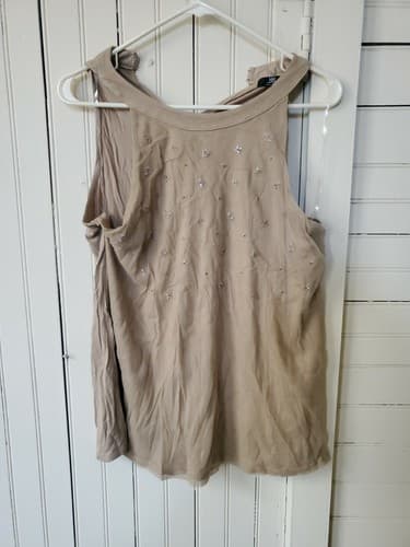Womens Tan Sleveless Blouse
