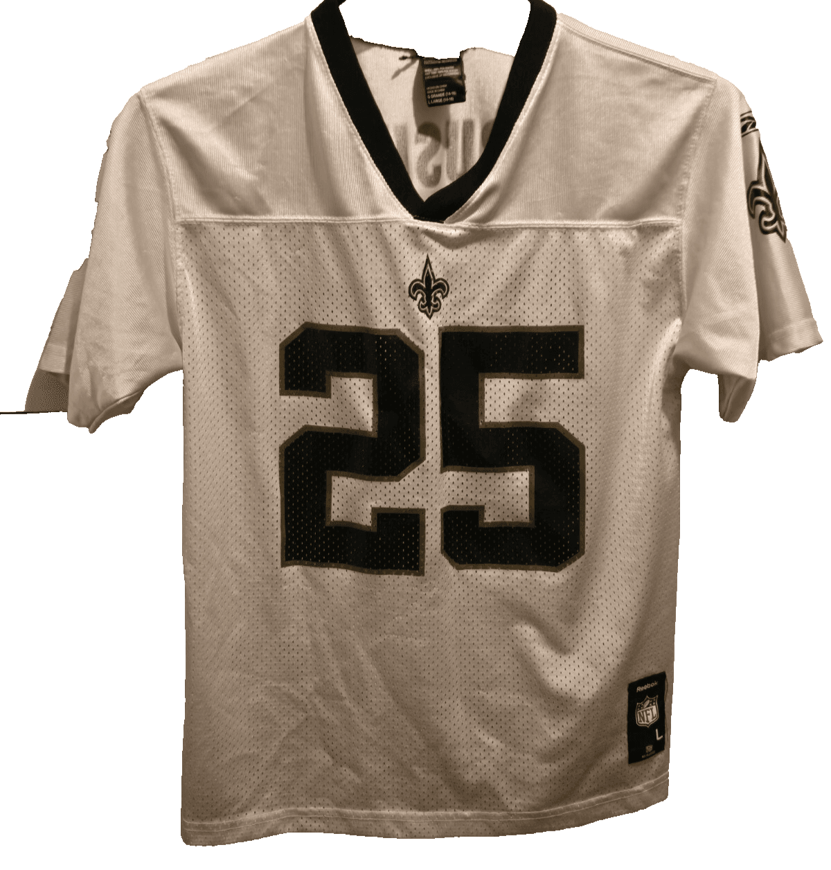 Reebok Reggie Bush New Orleans Saints #25 White Jersey Men’s L W/ smudge on back - Thumbnail 3