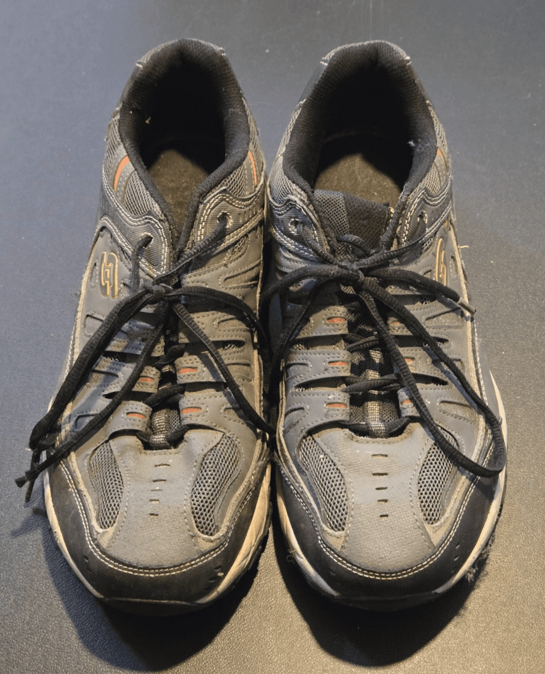 Skechers Men's Athletic Shoes Size 11.5 Gray Black Orange Running Sneakers