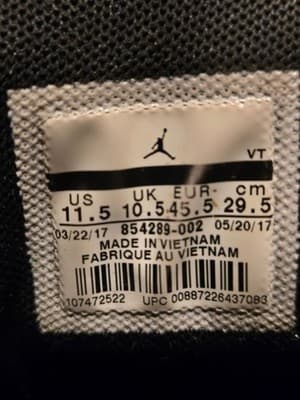 Jordan Shoes Mens 11.5 Gray Black Athletic Sneakers 854289-002 Low Top Casual - Thumbnail 2