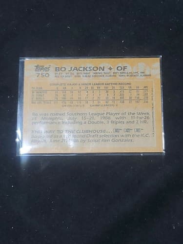 Topps 1988 Bo Jackson Royals Card - Thumbnail 2