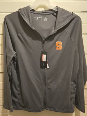 Antigua Men’s XL Gray Full‑Zip Hooded Jacket with Syracuse “S” Logo – NWT