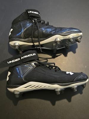 Under Armour Cleats Mens 13 Black Mid-Top Strap Lace-Up Athletic Football Game - Thumbnail 3
