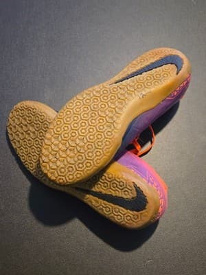 Nike Indoor Soccer Shoes Youth 5Y Purple Orange Futsal Turf Sneakers Gum Sole - Thumbnail 3