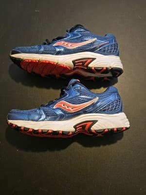 Saucony Running Shoes Womens 6.5 Blue Coral Mesh Leather Athletic Sneakers - Thumbnail 3