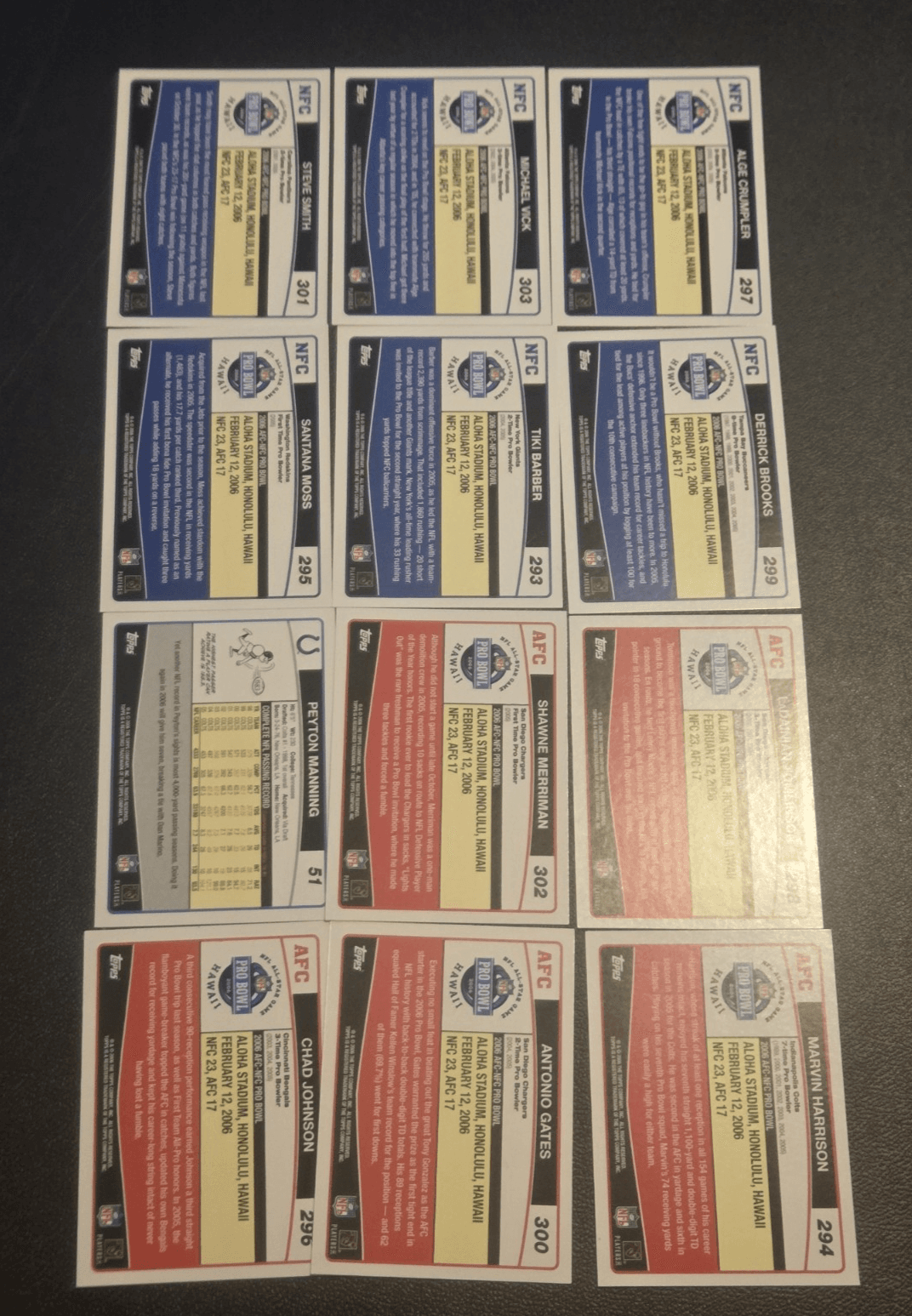 2006 Topps Pro Bowl All-Pro Lot (12) Peyton Manning, Michael Vick, LT, Harrison - Thumbnail 2