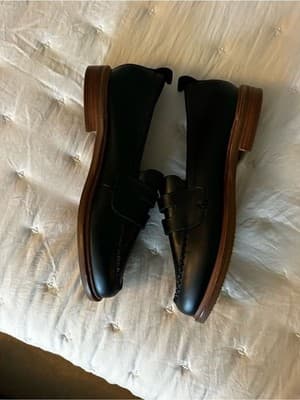 Kelsi Dagger Brooklyn Black Penny Loafers Whipstitch Detail Size 5 US / 35 EU - Thumbnail 2