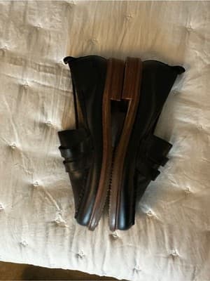 Kelsi Dagger Brooklyn Black Penny Loafers Whipstitch Detail Size 5 US / 35 EU - Thumbnail 3