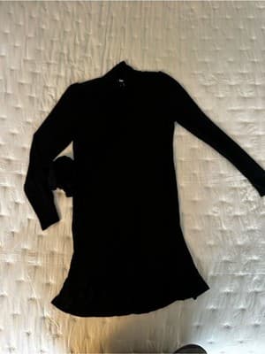 PAIGE Black Modal Wrap Mini Dress Ruffle Hem Long Sleeve Size S