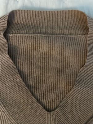 Max Mara 100% Cashmere Ribbed V-Neck Sweater Camel Size S - Thumbnail 2