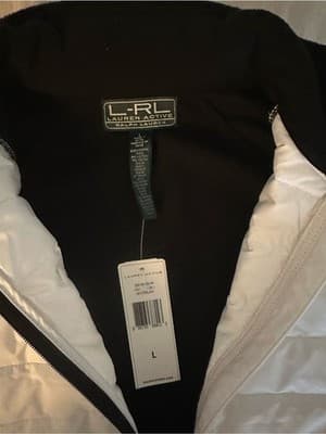 Lauren Ralph Lauren Active Hybrid Quilted Puffer Knit Jacket White Black Size L - Thumbnail 5