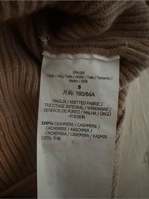 Max Mara 100% Cashmere Ribbed V-Neck Sweater Camel Size S - Thumbnail 6